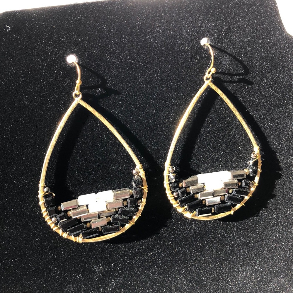 Black/Gold/Metallic Dangle Earrings